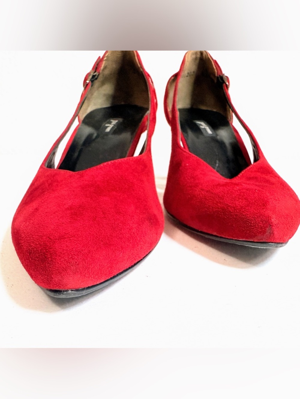 Paul Green Red Suede D’Orsay Heels Pointed Toe Pumps EU 38.5 US 8 - Picture 15 of 16